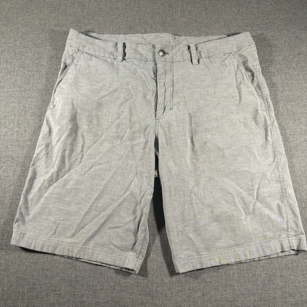 Lululemon Commission Shorts‎ Mens 38 Grey Heathered Oxford 11 Inch Inseam